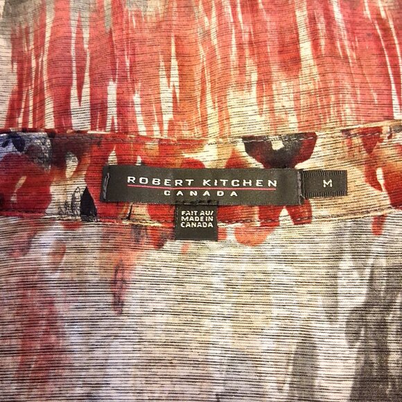 NWT Robert Kitchen Women's Burgundy Black Beige Printed Blouse Size 10 M - Picture 11 of 13